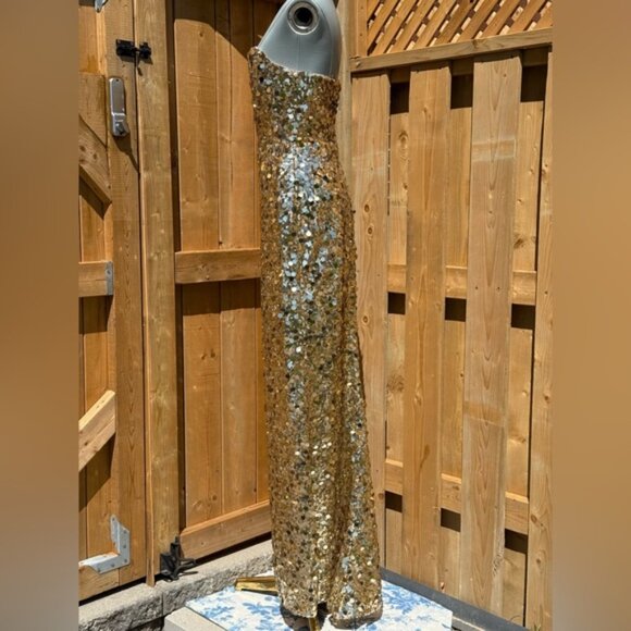 🆕 BRONX & BANCO 🧿 NWOT Farah Strapless Sequins Gown, Gold, Sz M US 6 - Picture 12 of 16